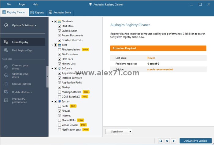 Baixe a versão completa do Auslogics Registry Cleaner gratuitamente