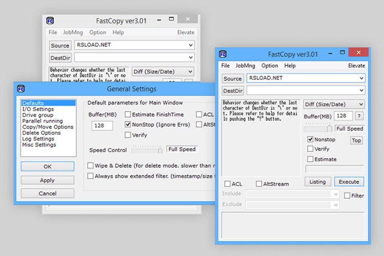 Interface FastCopy Pro versão completa ALEX71