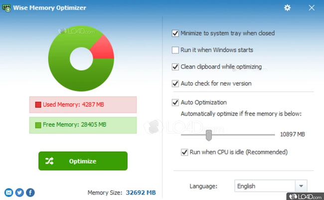 Interface do aplicativo Wise Optimizer ALEX71